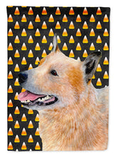 Load image into Gallery viewer, Australian Cattle Dog Candy Corn Halloween Portrait Garden Flag – Decorative Outdoor Yard Flag