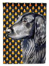 Load image into Gallery viewer, Flat Coated Retriever Candy Corn Halloween Portrait Garden Flag – Decorative Outdoor Yard Flag