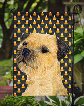 Load image into Gallery viewer, Border Terrier Candy Corn Halloween Portrait Garden Flag – Decorative Outdoor Yard Flag