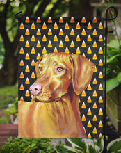Load image into Gallery viewer, Vizsla Candy Corn Halloween Portrait Garden Flag – Decorative Outdoor Yard Flag