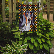 Load image into Gallery viewer, Basset Hound Candy Corn Halloween Portrait Garden Flag – Decorative Outdoor Yard Flag
