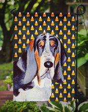 Load image into Gallery viewer, Basset Hound Candy Corn Halloween Portrait Garden Flag – Decorative Outdoor Yard Flag