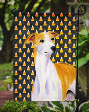 Load image into Gallery viewer, Whippet Candy Corn Halloween Portrait Garden Flag – Decorative Outdoor Yard Flag