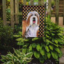 Load image into Gallery viewer, Bearded Collie Candy Corn Halloween Portrait Garden Flag – Decorative Outdoor Yard Flag