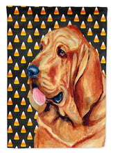 Load image into Gallery viewer, Bloodhound Candy Corn Halloween Portrait Garden Flag – Decorative Outdoor Yard Flag