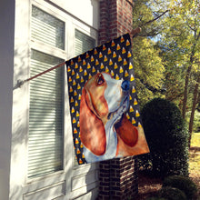 Load image into Gallery viewer, Basset Hound Candy Corn Halloween Portrait Flag Canvas House Size