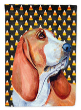 Load image into Gallery viewer, Basset Hound Candy Corn Halloween Portrait Flag Canvas House Size