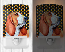 Load image into Gallery viewer, Basset Hound Candy Corn Halloween Portrait Ceramic Night Light LH9073CNL
