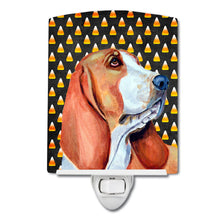 Load image into Gallery viewer, Basset Hound Candy Corn Halloween Portrait Ceramic Night Light LH9073CNL