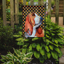 Load image into Gallery viewer, Basset Hound Candy Corn Halloween Portrait Garden Flag – Decorative Outdoor Yard Flag