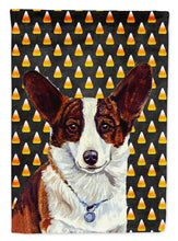 Load image into Gallery viewer, Corgi Candy Corn Halloween Portrait Garden Flag – Decorative Outdoor Yard Flag