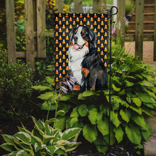 Load image into Gallery viewer, Bernese Mountain Dog Candy Corn Halloween Portrait Garden Flag – Decorative Outdoor Yard Flag