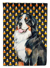 Load image into Gallery viewer, Bernese Mountain Dog Candy Corn Halloween Portrait Garden Flag – Decorative Outdoor Yard Flag