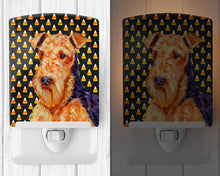 Load image into Gallery viewer, Airedale Candy Corn Halloween Portrait Ceramic Night Light LH9077CNL