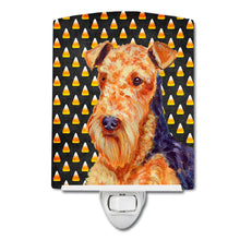 Load image into Gallery viewer, Airedale Candy Corn Halloween Portrait Ceramic Night Light LH9077CNL