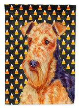 Load image into Gallery viewer, Airedale Candy Corn Halloween Portrait Garden Flag – Decorative Outdoor Yard Flag