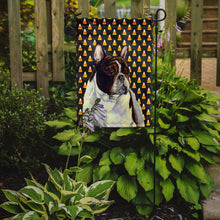 Load image into Gallery viewer, French Bulldog Candy Corn Halloween Portrait Garden Flag – Decorative Outdoor Yard Flag