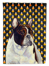 Load image into Gallery viewer, French Bulldog Candy Corn Halloween Portrait Garden Flag – Decorative Outdoor Yard Flag