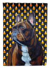 Load image into Gallery viewer, French Bulldog Candy Corn Halloween Portrait Garden Flag – Decorative Outdoor Yard Flag
