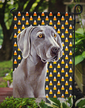 Load image into Gallery viewer, Weimaraner Candy Corn Halloween Portrait Garden Flag – Decorative Outdoor Yard Flag
