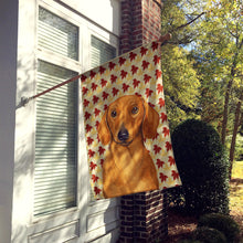 Load image into Gallery viewer, Dachshund Fall Leaves Portrait Flag Canvas House Size