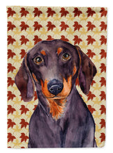 Load image into Gallery viewer, Dachshund Fall Leaves Portrait Garden Flag – Decorative Outdoor Yard Flag