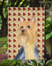 Load image into Gallery viewer, Silky Terrier Fall Leaves Portrait Garden Flag – Decorative Outdoor Yard Flag