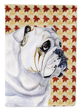 Load image into Gallery viewer, Bulldog English Fall Leaves Portrait Garden Flag – Decorative Outdoor Yard Flag
