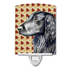 Load image into Gallery viewer, Flat Coated Retriever Fall Leaves Portrait Ceramic Night Light LH9096CNL