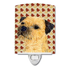 Load image into Gallery viewer, Border Terrier Fall Leaves Portrait Ceramic Night Light LH9098CNL