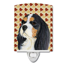 Load image into Gallery viewer, Cavalier Spaniel Fall Leaves Portrait Ceramic Night Light LH9099CNL