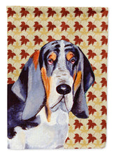 Load image into Gallery viewer, Basset Hound Fall Leaves Portrait Garden Flag – Decorative Outdoor Yard Flag