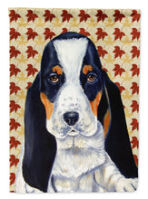 Load image into Gallery viewer, Basset Hound Fall Leaves Portrait Flag Canvas House Size