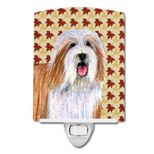 Load image into Gallery viewer, Bearded Collie Fall Leaves Portrait Ceramic Night Light LH9105CNL