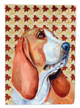 Load image into Gallery viewer, Basset Hound Fall Leaves Portrait Flag Canvas House Size