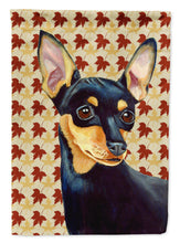 Load image into Gallery viewer, Min Pin Fall Leaves Portrait Flag Canvas House Size