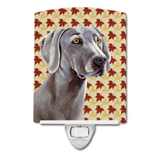 Load image into Gallery viewer, Weimaraner Fall Leaves Portrait Ceramic Night Light LH9116CNL