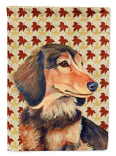 Load image into Gallery viewer, Dachshund Fall Leaves Portrait Garden Flag – Decorative Outdoor Yard Flag