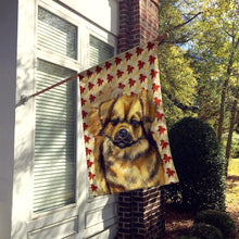 Load image into Gallery viewer, Tibetan Spaniel Fall Leaves Portrait Flag Canvas House Size