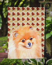 Load image into Gallery viewer, Pomeranian Fall Leaves Portrait Garden Flag – Decorative Outdoor Yard Flag