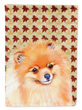 Load image into Gallery viewer, Pomeranian Fall Leaves Portrait Garden Flag – Decorative Outdoor Yard Flag