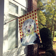 Load image into Gallery viewer, Old English Sheepdog Fall Leaves Portrait Flag Canvas House Size