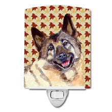 Load image into Gallery viewer, Norwegian Elkhound Fall Leaves Portrait Ceramic Night Light LH9128CNL