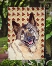 Load image into Gallery viewer, Norwegian Elkhound Fall Leaves Portrait Garden Flag – Decorative Outdoor Yard Flag