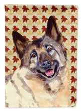 Load image into Gallery viewer, Norwegian Elkhound Fall Leaves Portrait Garden Flag – Decorative Outdoor Yard Flag