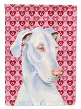 Load image into Gallery viewer, Great Dane Hearts Love and Valentine's Day Portrait Garden Flag – Decorative Outdoor Yard Flag