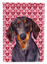 Load image into Gallery viewer, Dachshund Hearts Love and Valentine's Day Portrait Garden Flag – Decorative Outdoor Yard Flag