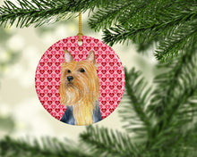 Load image into Gallery viewer, Silky Terrier Valentine's Love and Hearts Ceramic Ornament