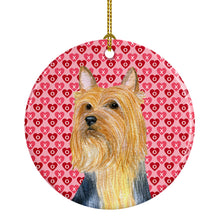 Load image into Gallery viewer, Silky Terrier Valentine's Love and Hearts Ceramic Ornament