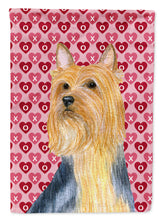 Load image into Gallery viewer, Silky Terrier Hearts Love and Valentine's Day Portrait Garden Flag – Decorative Outdoor Yard Flag